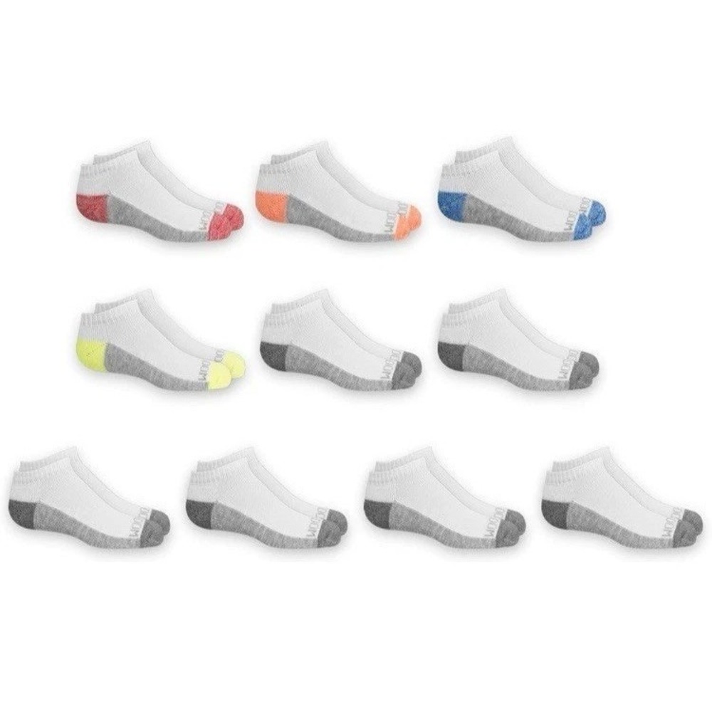 Fruit of the Loom No Show Socks Boys Medium Multicolor New 10 Pack C322